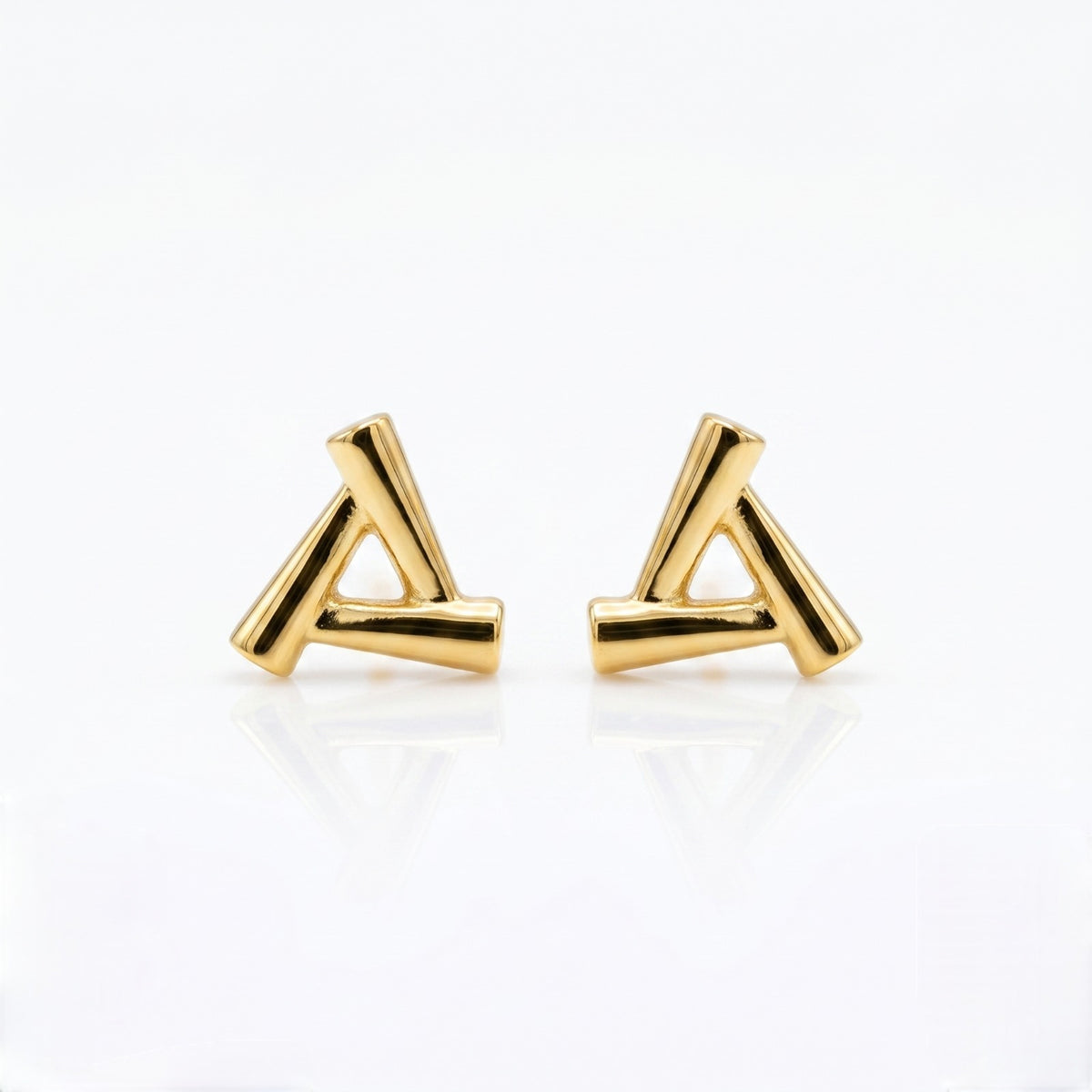 9K Gold Sleek Alpha Triangle Second Stud Earrings
