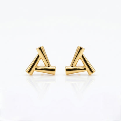 9K Gold Sleek Alpha Triangle Second Stud Earrings