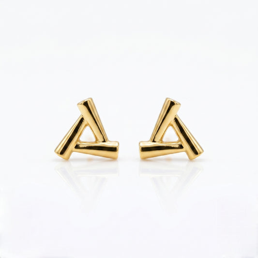 9K Gold Sleek Alpha Triangle Second Stud Earrings