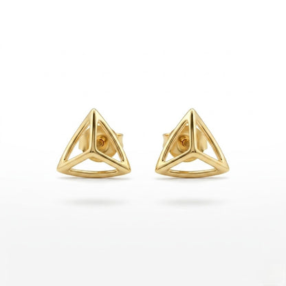 9K Gold Open Triangle Second Stud Earrings