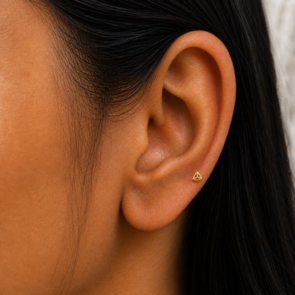 9K Gold Open Triangle Second Stud Earrings