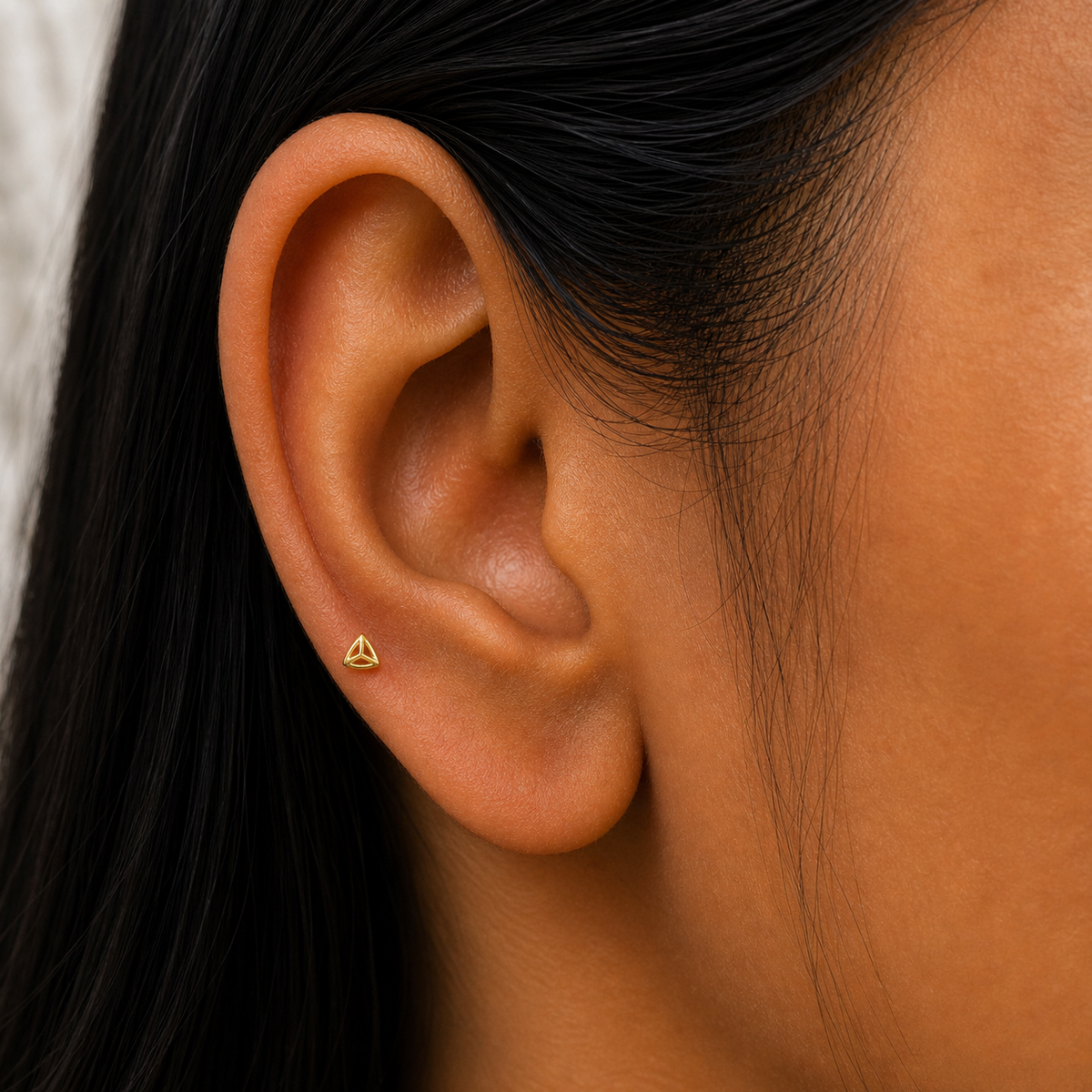 9K Gold Open Triangle Second Stud Earrings