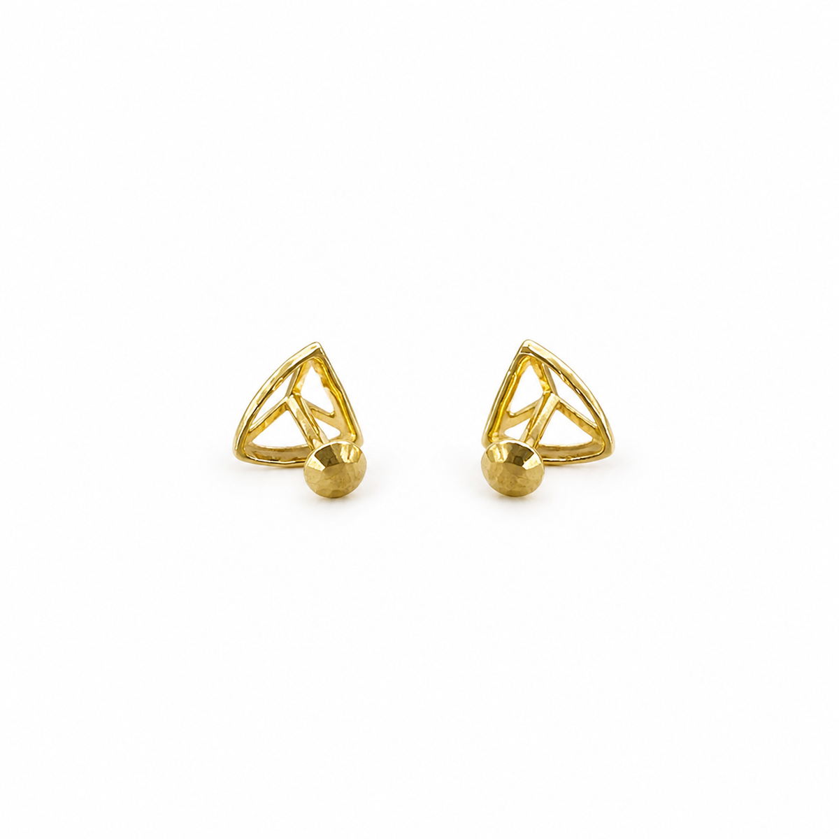 9K Gold Open Triangle Second Stud Earrings
