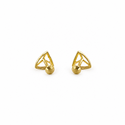 9K Gold Open Triangle Second Stud Earrings