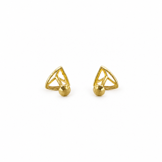 9K Gold Open Triangle Second Stud Earrings
