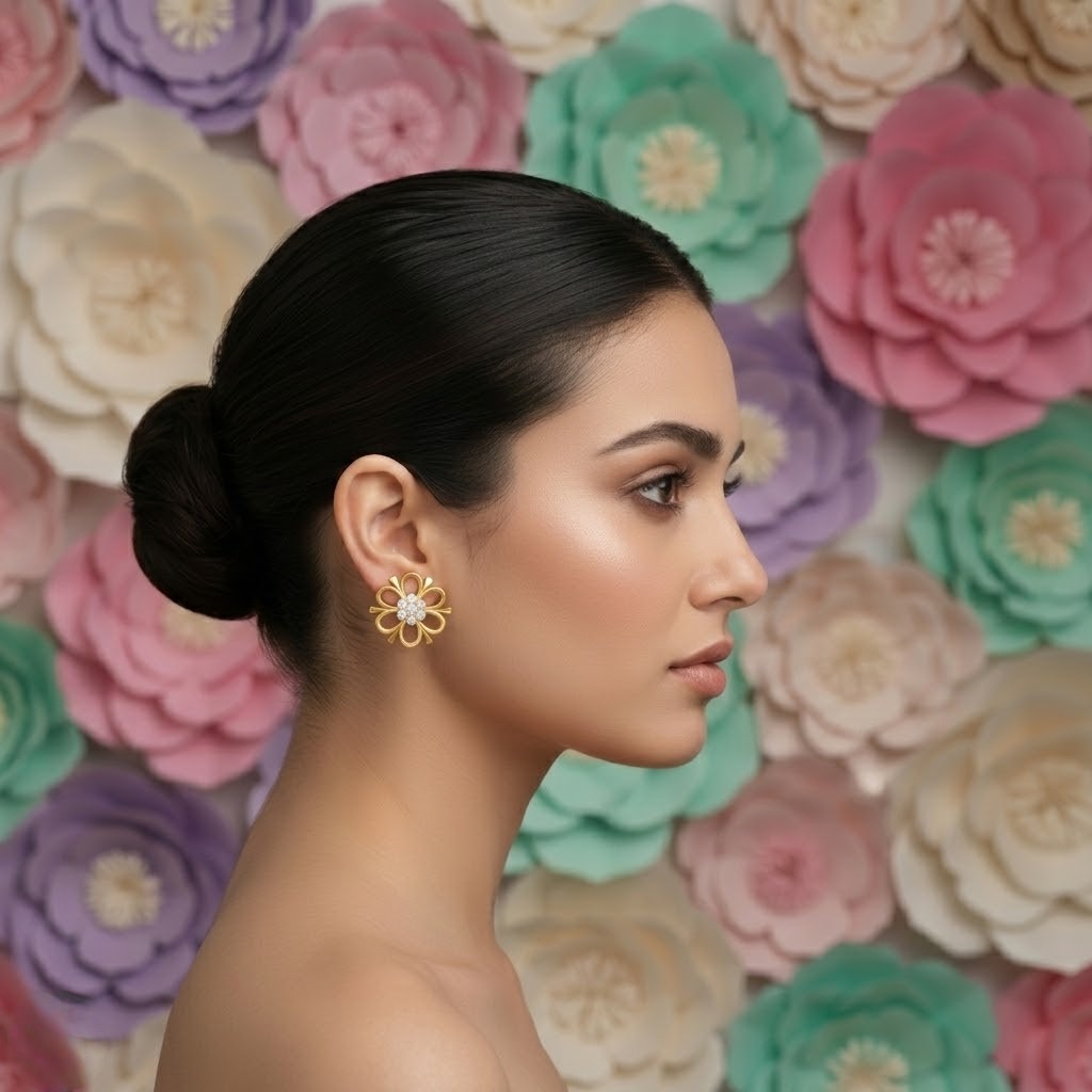 Graceful Floral Loop Earring