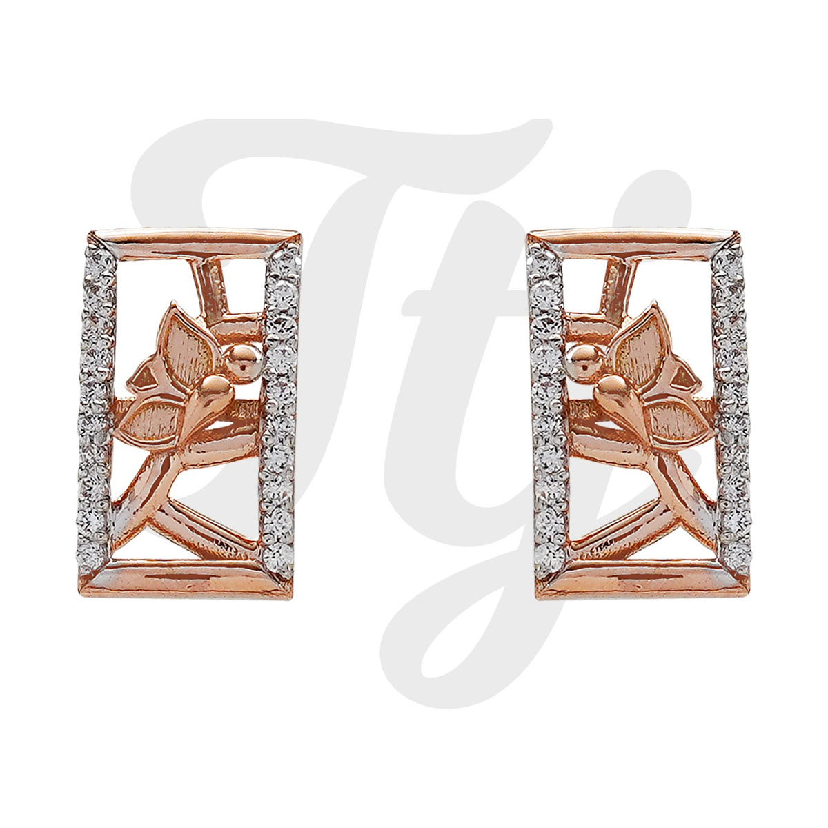 Rectangle Butterfly Gold Earrings