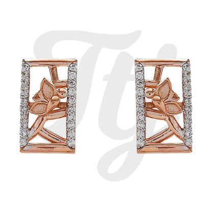 Rectangle Butterfly Gold Earrings