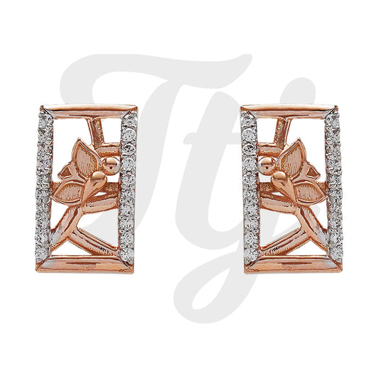 Rectangle Butterfly Gold Earrings