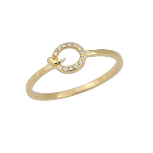 Circular Loop Accent Sparkle Diamond Gold Ring