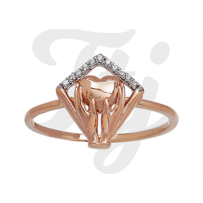 Diamond Heart Hands Gold Ring