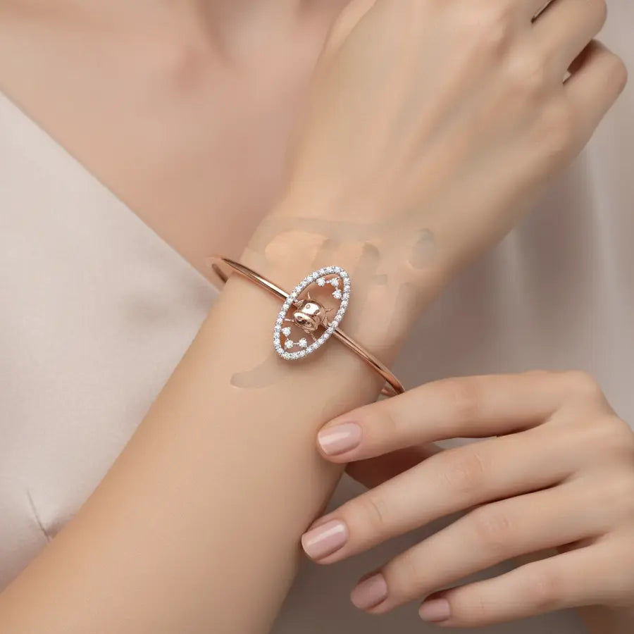 Divine Cow Blessing Gold Bangle