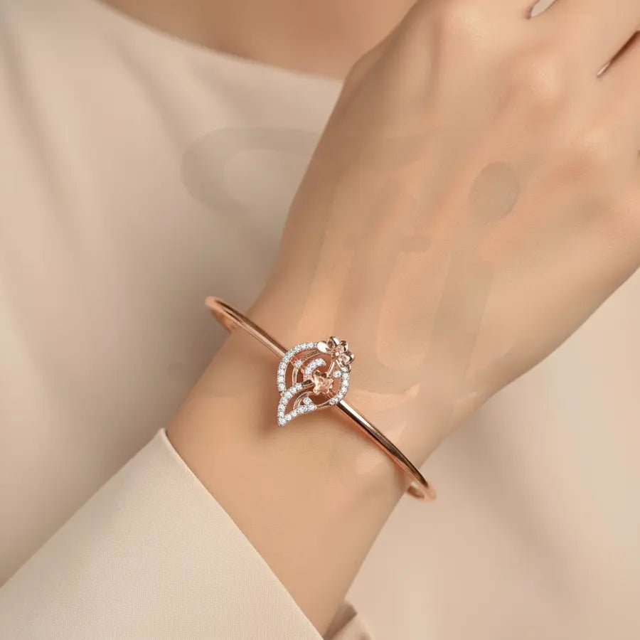 Leaf and Floral Harmony Gold Bangle