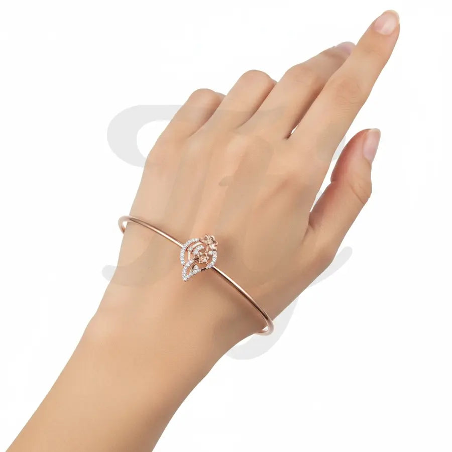 Leaf and Floral Harmony Gold Bangle