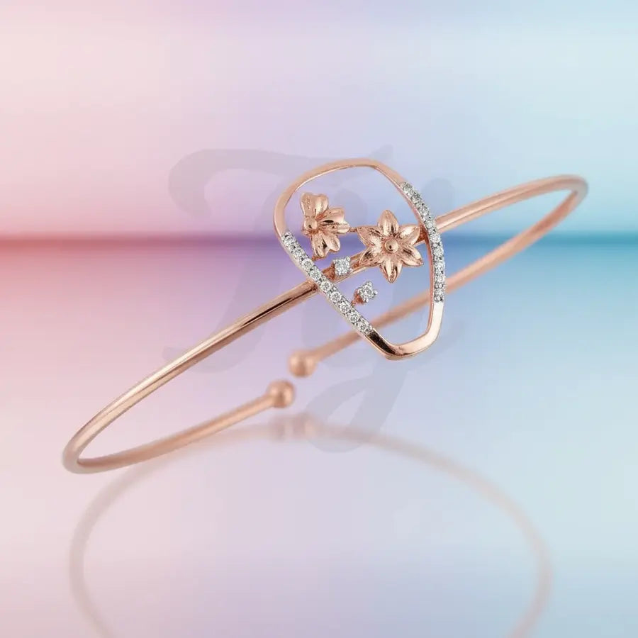 Twin Blossoms with Gems Gold Bangle