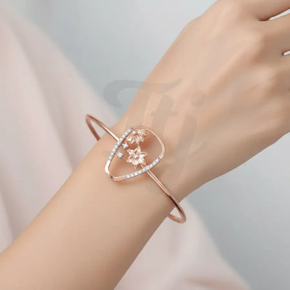 Twin Blossoms with Gems Gold Bangle