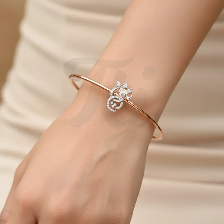 Peacock Feather Elegance Gold Bangle