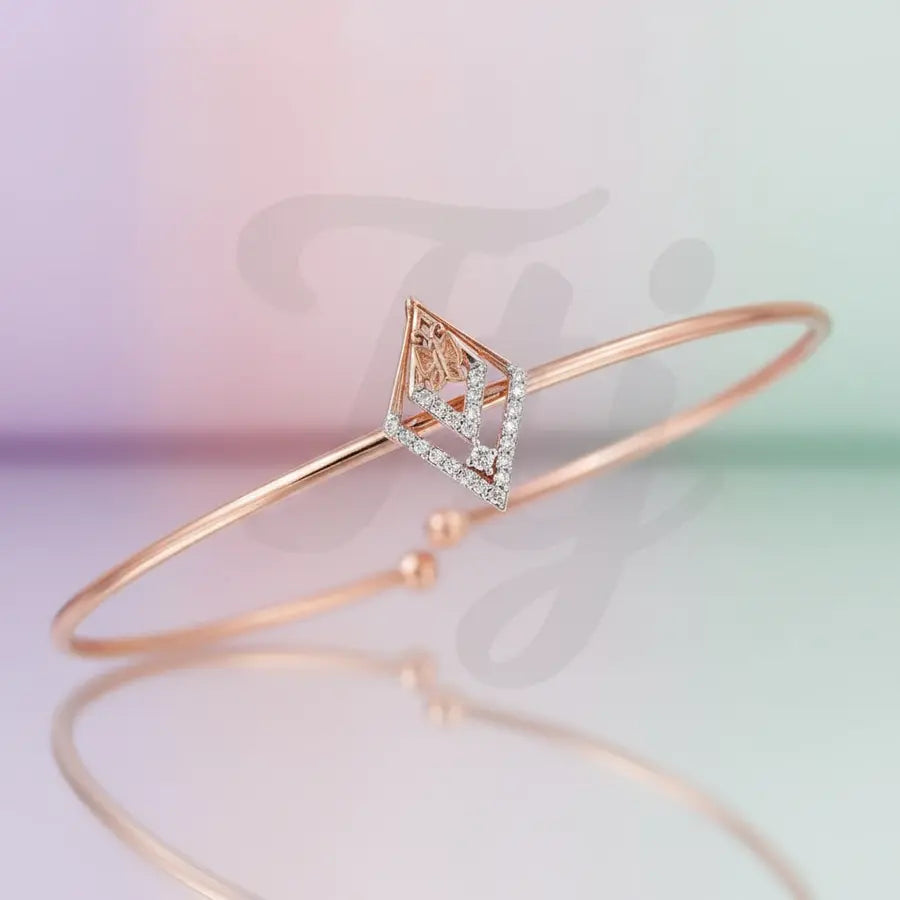 Butterfly within Diamond Frame Gold Bangle