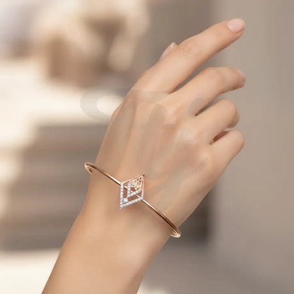 Butterfly within Diamond Frame Gold Bangle