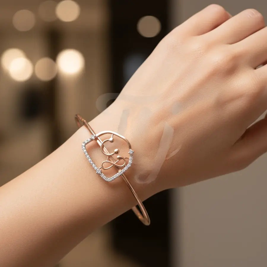 Sound Waves Beats Gold Bangle