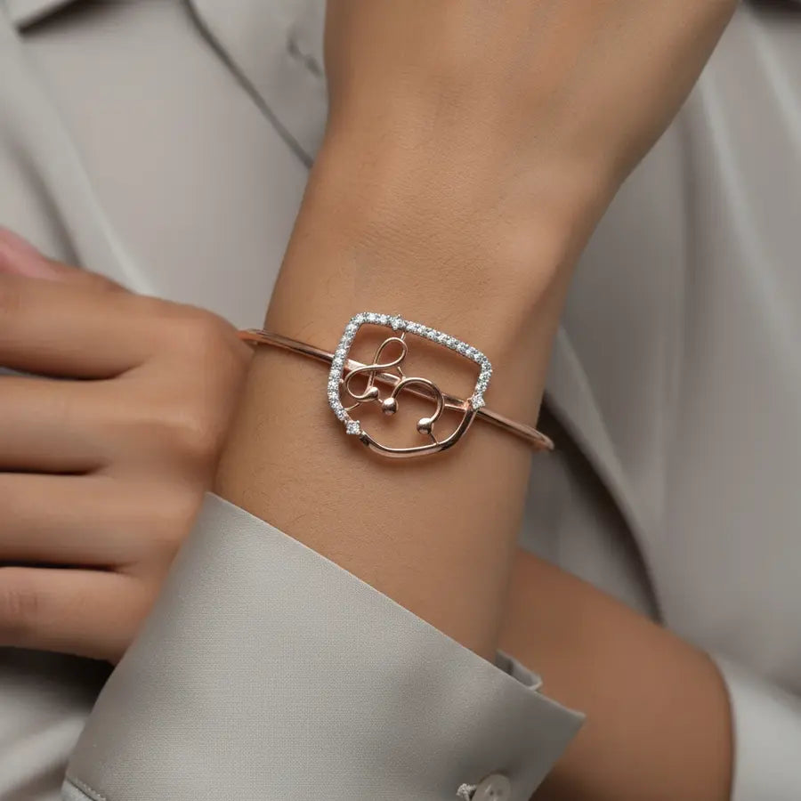 Sound Waves Beats Gold Bangle