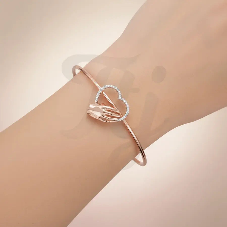 Heart Hand Glow Gold Bangle