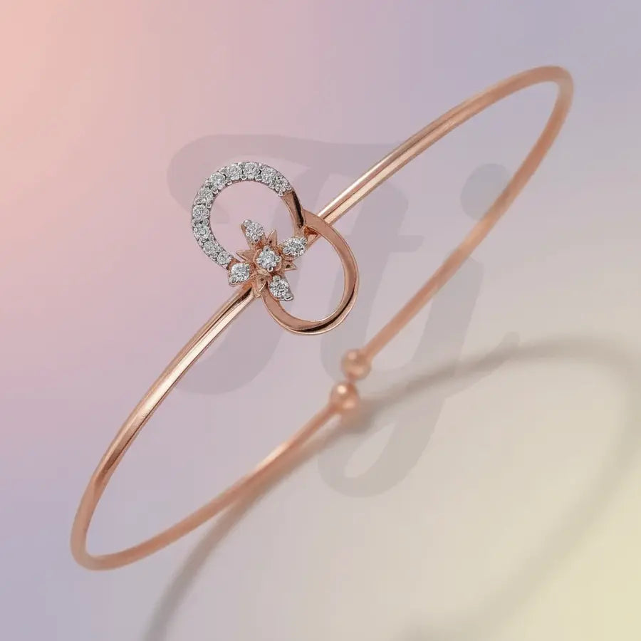 Flower motif with sparkling stone Gold Bangle