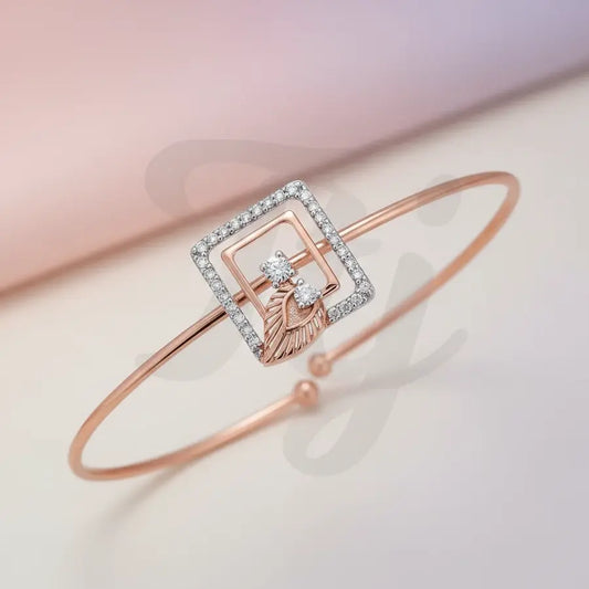 Double Square Leaf Gold Bangle