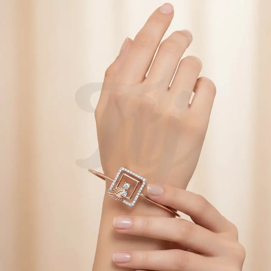 Double Square Leaf Gold Bangle