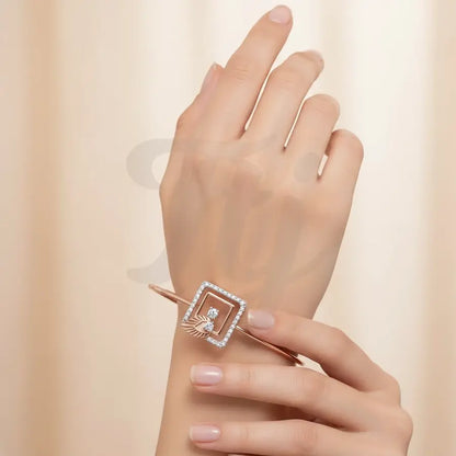 Double Square Leaf Gold Bangle