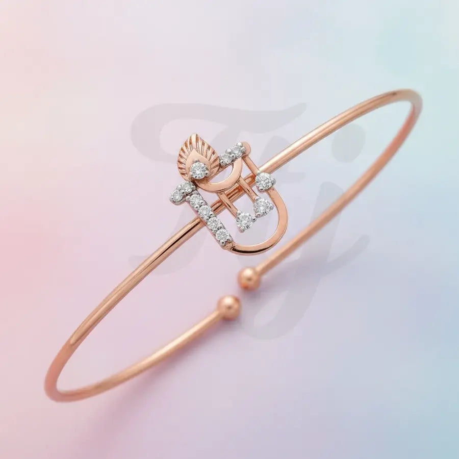 Celestial Peacock Feather Gold Bangle