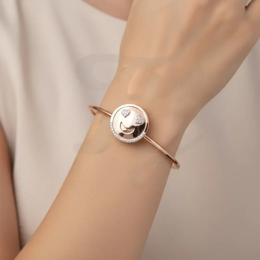 Cheerful Joyful Smiley Gold Bangle