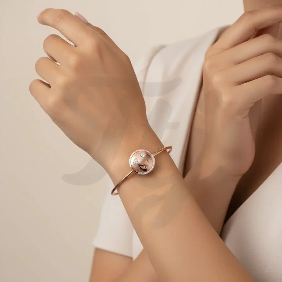 Cheerful Joyful Smiley Gold Bangle