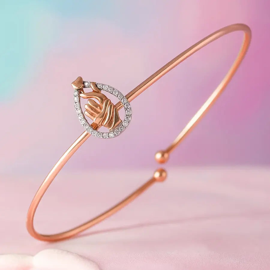 Heartfelt Finger Gesture Gold Bangle