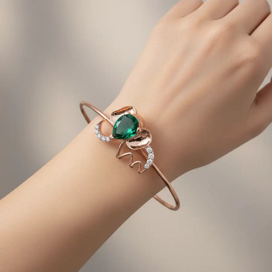 Regal Elephant Stone Gold Bangle