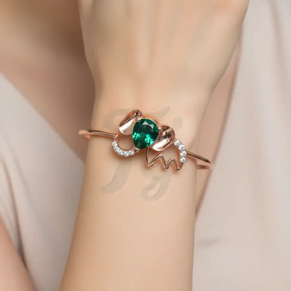 Regal Elephant Stone Gold Bangle