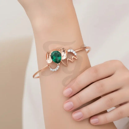 Regal Elephant Stone Gold Bangle