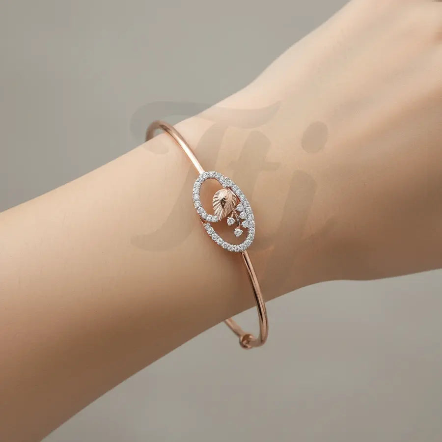 Luxe Leaf Stones Gold Bangle