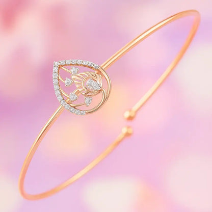 Ornate Feather Drops Gold Bangle