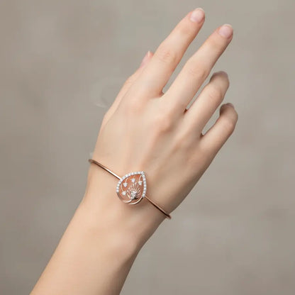 Ornate Feather Drops Gold Bangle