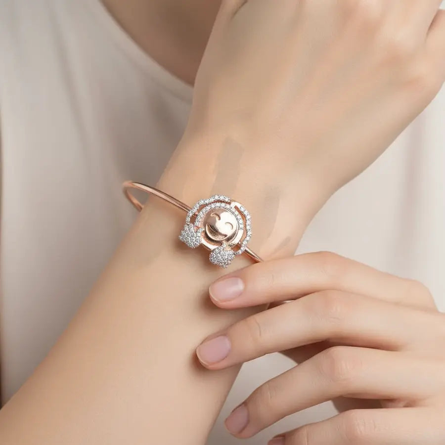 Welcoming Open Smiley Gold Bangle