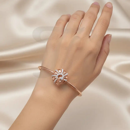 Spiraled Feather Whirl Gold Bangle