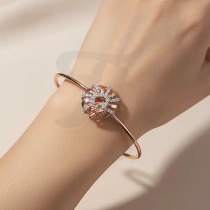 Spiraled Feather Whirl Gold Bangle