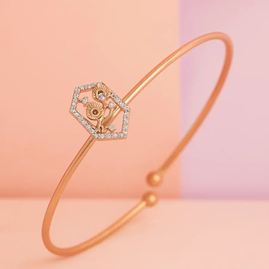 Paired Feather Beauty Gold Bangle