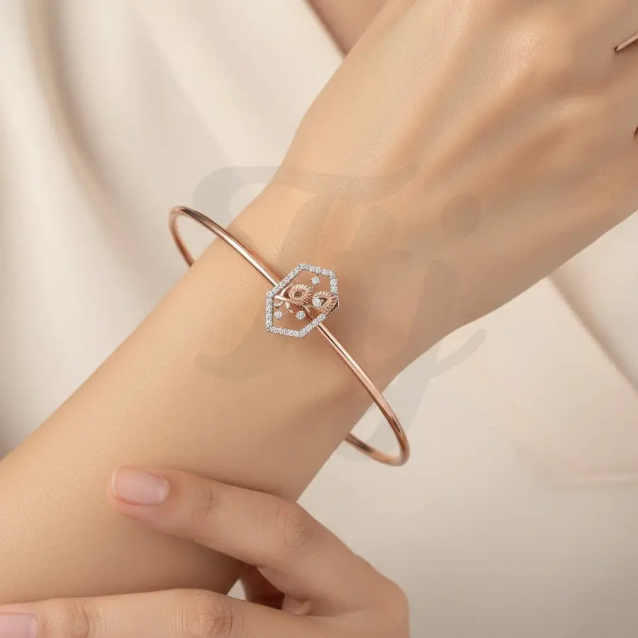 Paired Feather Beauty Gold Bangle