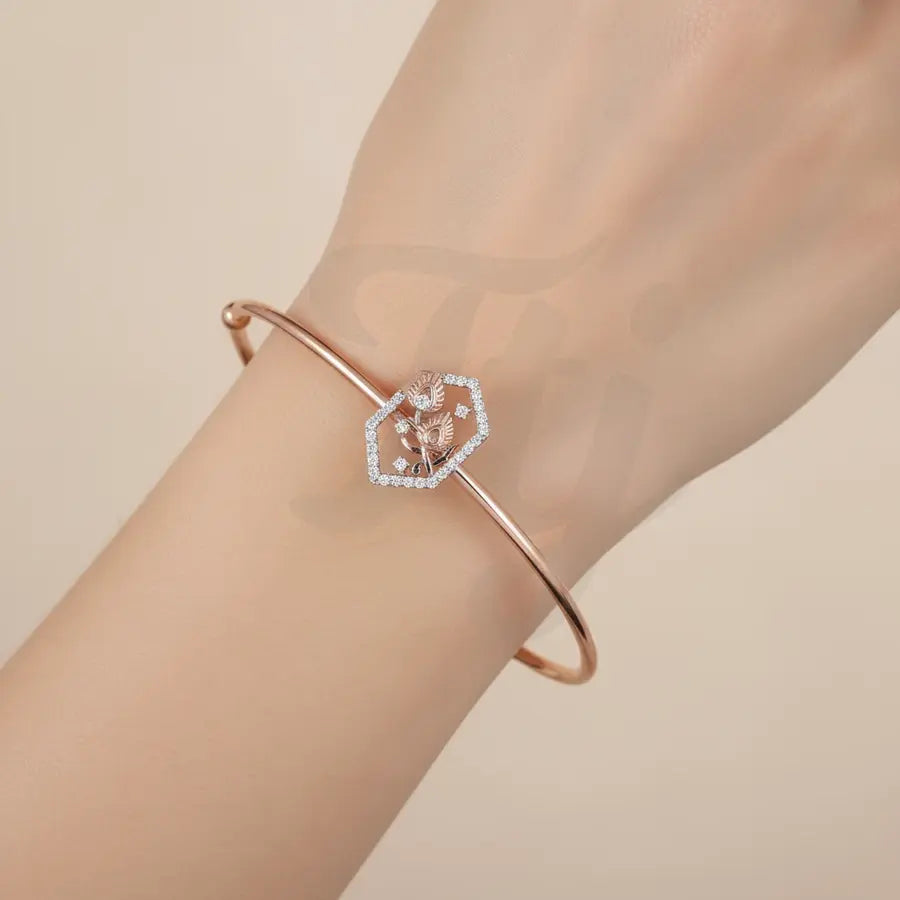 Paired Feather Beauty Gold Bangle