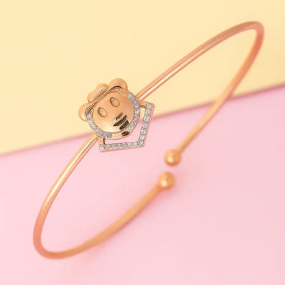 Playful Capped Smiley Gold Bangle