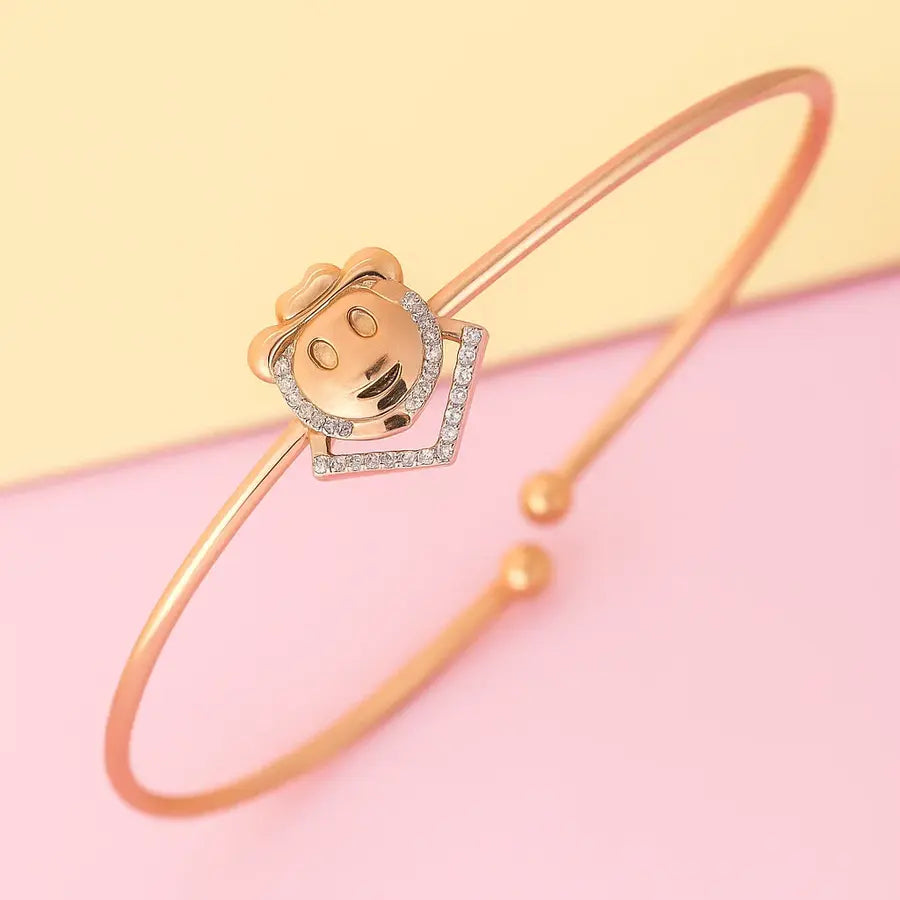 Playful Capped Smiley Gold Bangle
