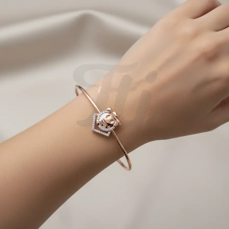 Playful Capped Smiley Gold Bangle
