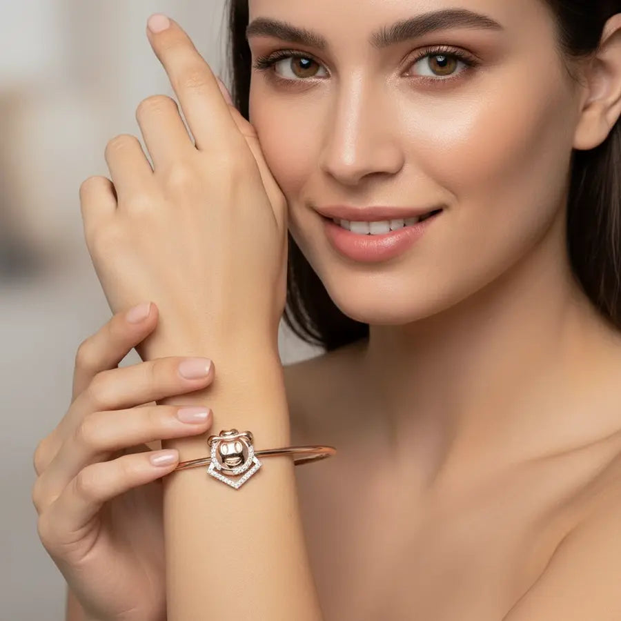 Playful Capped Smiley Gold Bangle